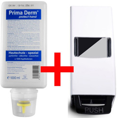 Prima Derm protect hand - Kunststoffspender + Softflasche mit Ventil - 1000 ml